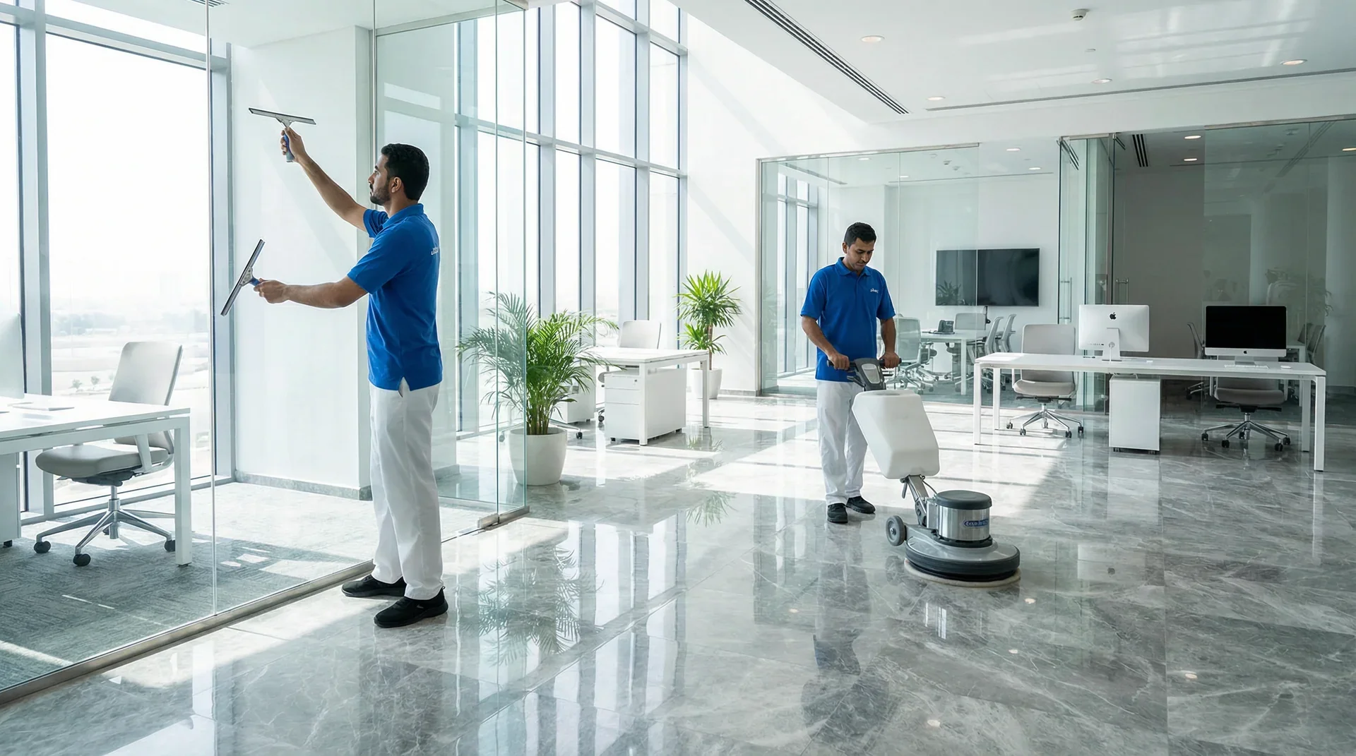 خدمات التنظيف التجارية الاحترافية في الكويت - تنظيف المكاتب الحديثة